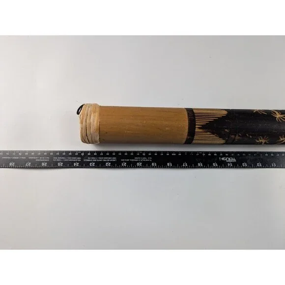 Traditional Rain Shaker Stick 24" Handcarved Bamboo Tree of Life Wooden - Picture 6 of 6